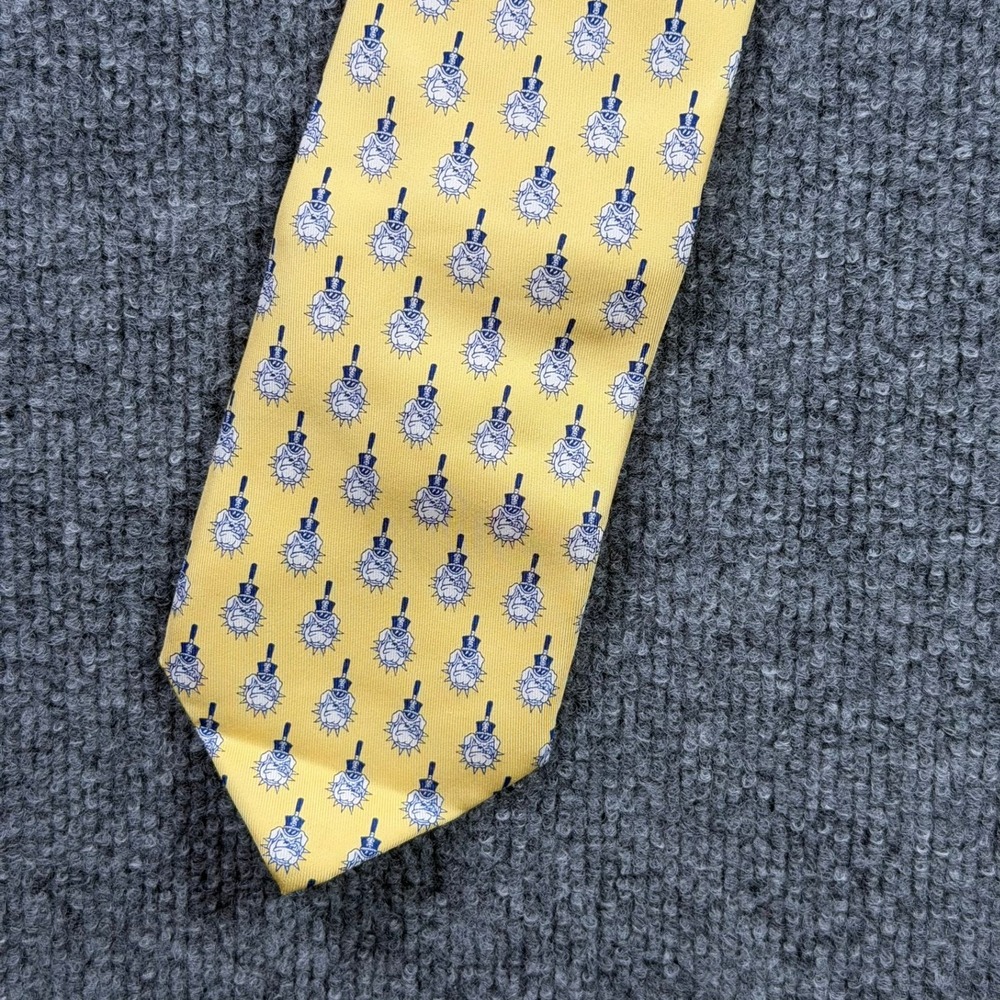 Vineyard Vines Necktie Mens OS Yellow The Citadel Bulldog Mascot Silk Tie